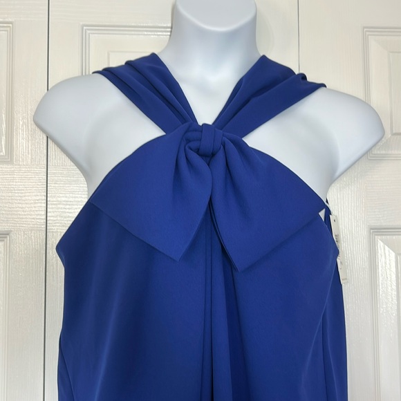 Trina Turk FROU FROU Midi Semi-formal Cocktail Blue Midi dress with Bow Size 14 - Picture 3 of 13